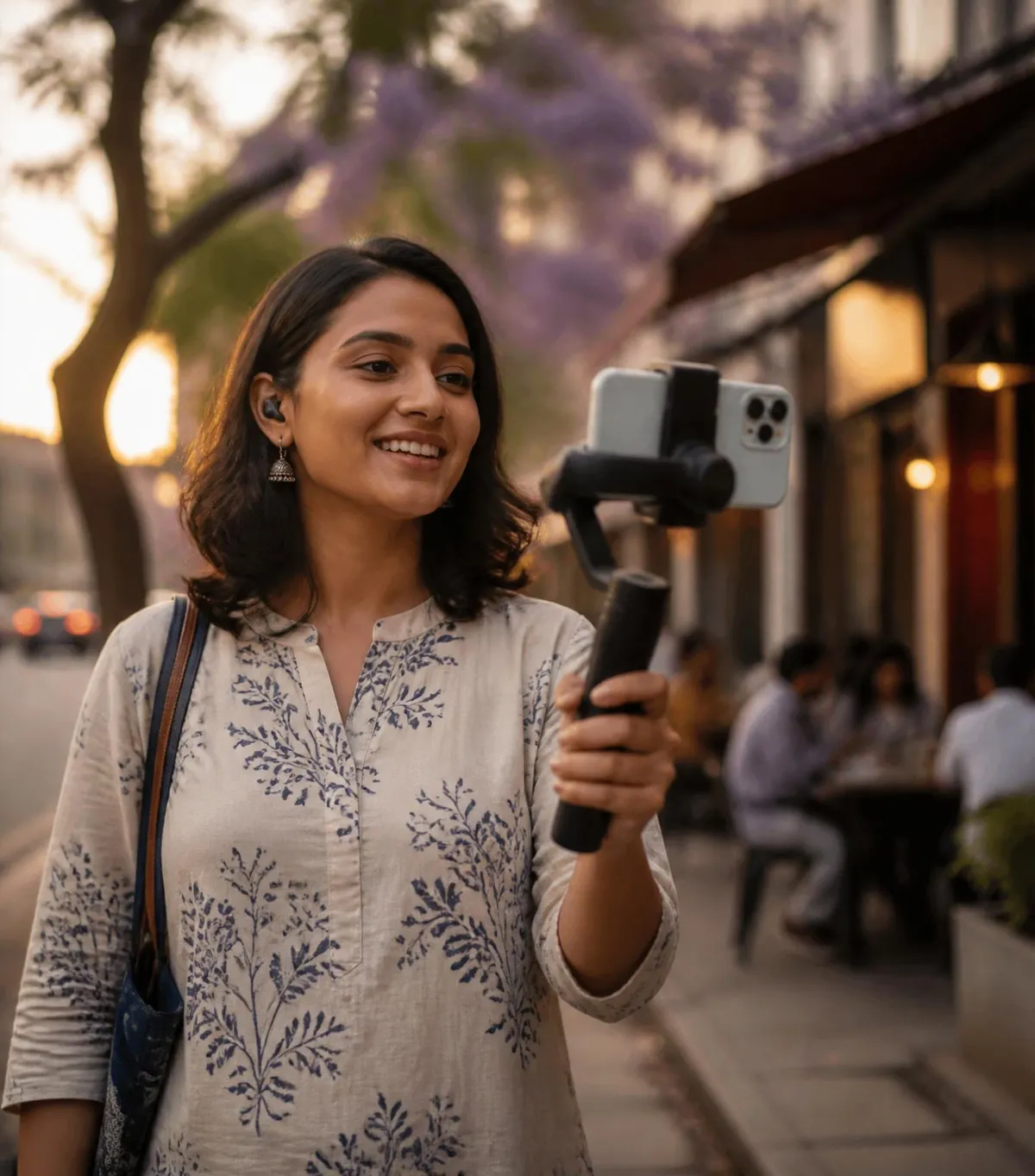 A Pop on assignment, livestreaming from a phone on a gimbal in Bengaluru